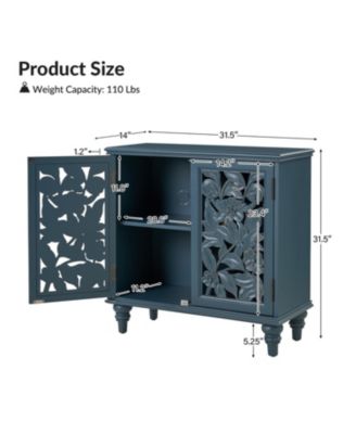 LuLu Traditional 32"Tall 2 Door Accent Cabinet Solid Wood Spindle Legs