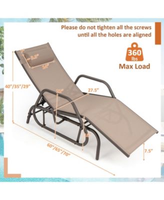 SUGIFT Outdoor Chaise Lounge Glider Chair with Armrests and Pillow