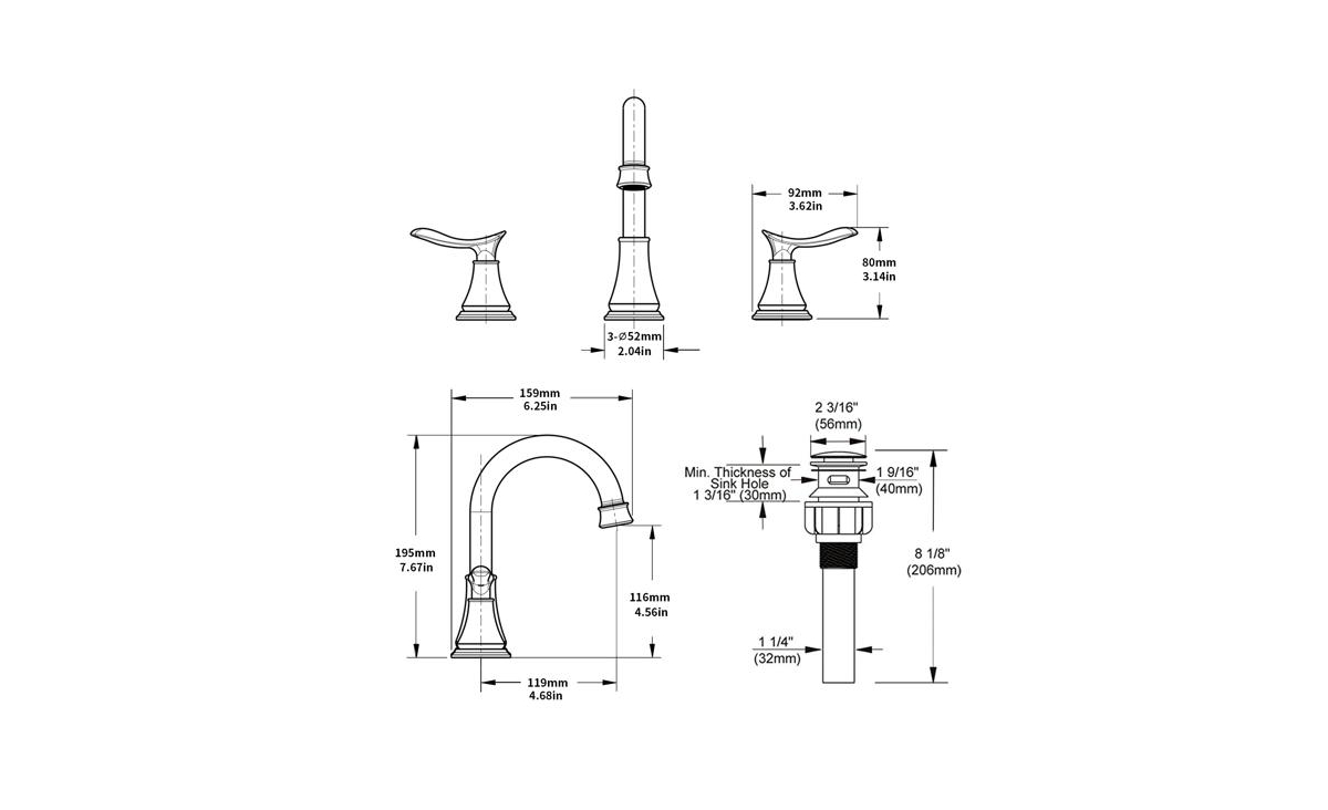Slickblue 2-Handle 8-Inch Widespread BrushedBathroom Sink Faucet with 360° Swivel Spout, 3-Hole Vanity Basin Lavatory Faucet - Gold