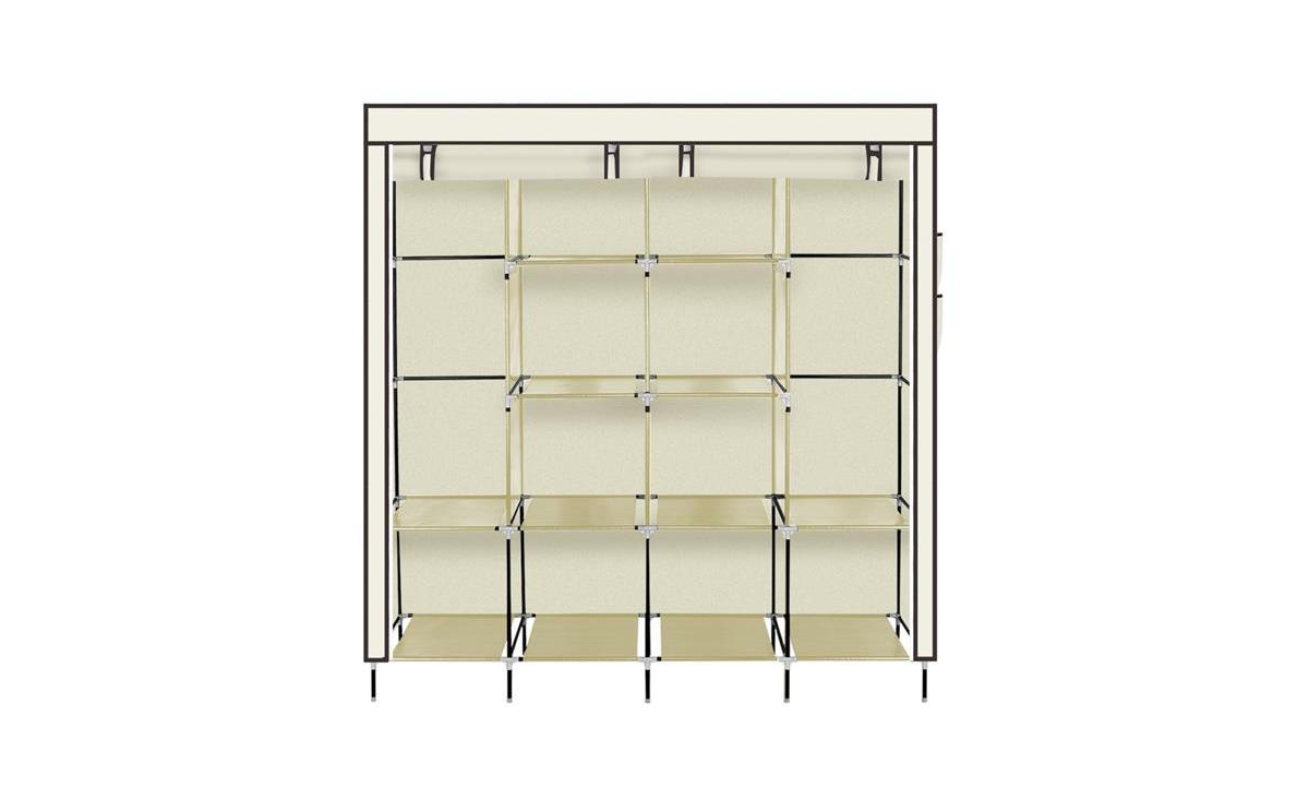Slickblue Portable Clothes Closet with 12 Shelves and 4 Side Pockets for Efficient Storage Solutions