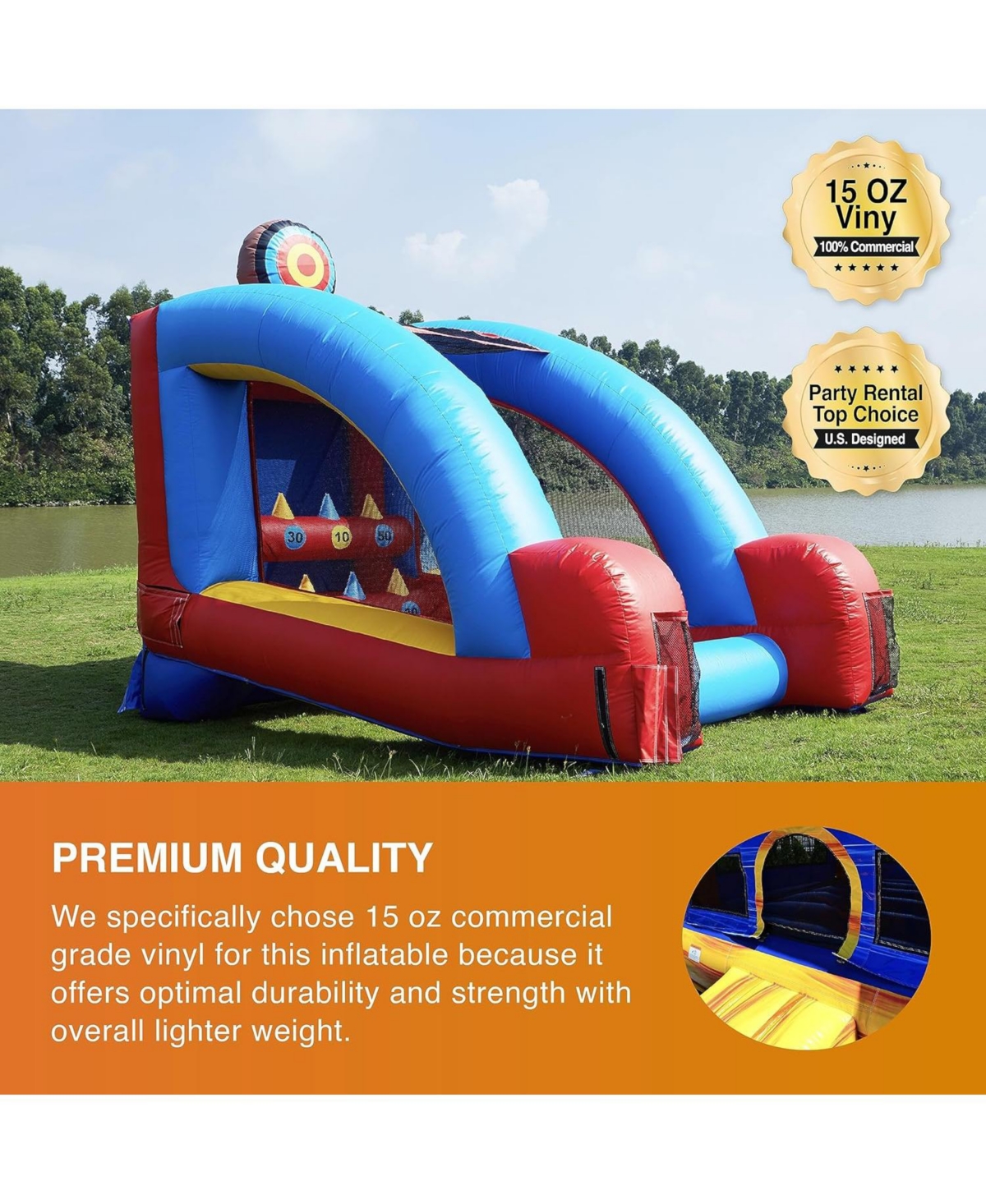 JumpOrange Knock It Off Archery Target Game Inflatable with Air Blower (Accessories Not Included) , Kids and Adults, Commercial Grade, Rental Game, Kn
