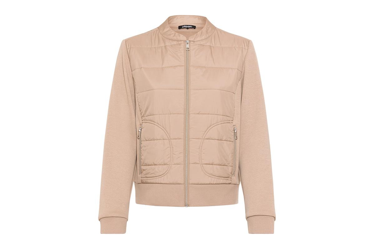 Olsen Mixed Media Zip Front Jacket