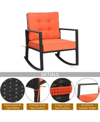Patio Rattan Rocker Outdoor Glider Rocking Chair Cushion Lawn