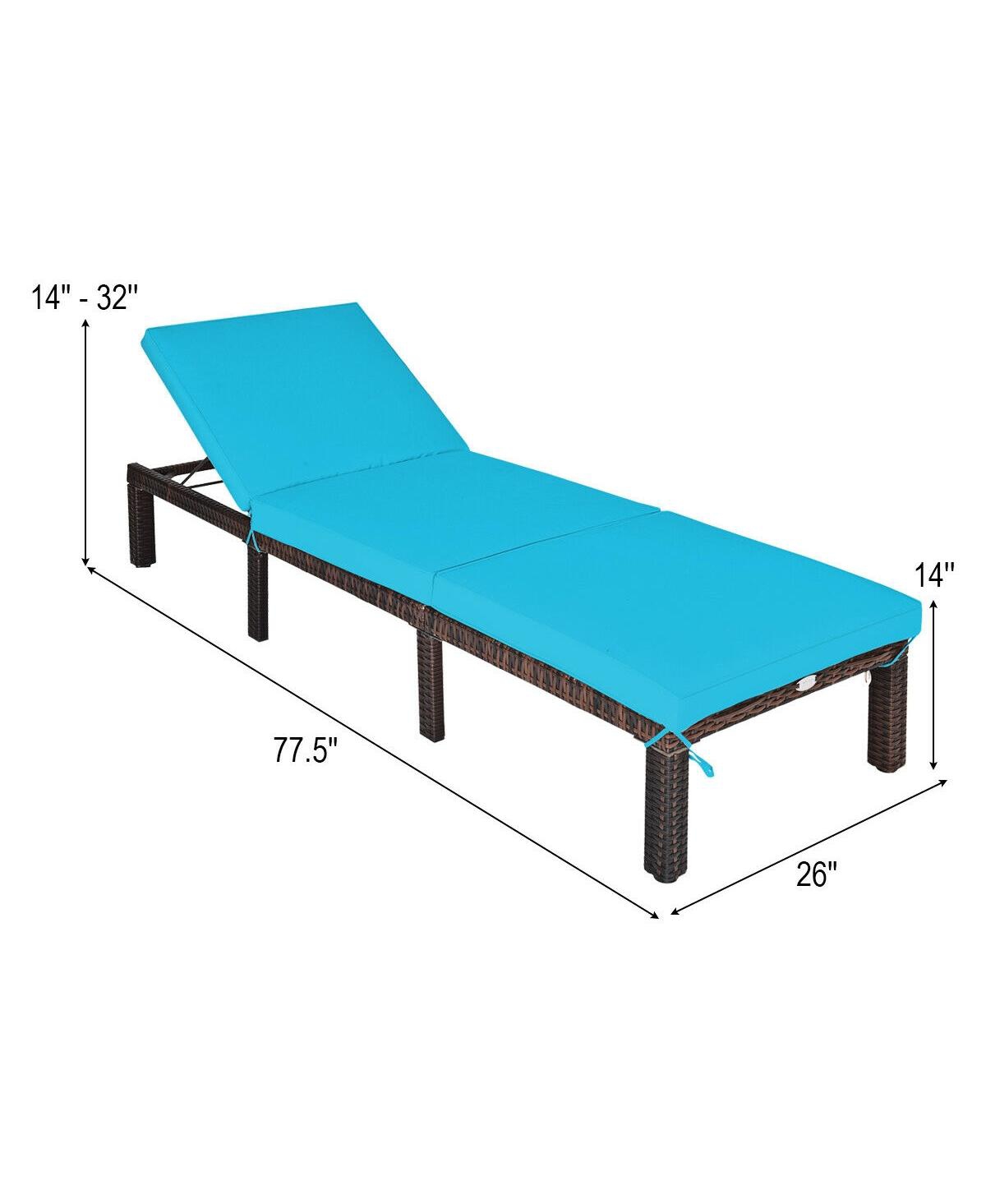 Sugift Paito Wicker Chaise Lounger with Adjustable Backrest