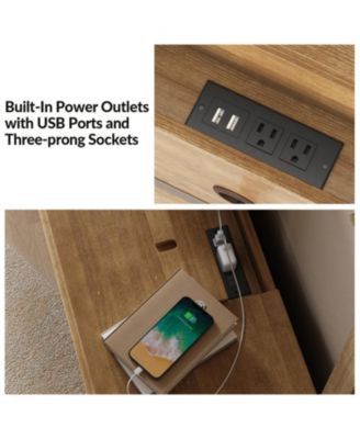 Talona 29'' W Transitional Carved 3 - Drawer End Table with Built-In Outlets and Solid Wood Legs