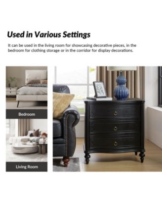 1 PC Solid Wood Spindle Legs Mauro Traditional 3-Drawer Nightstand