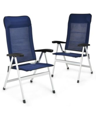 2 Pieces Patio Dining Chair with Adjust Portable Headrest