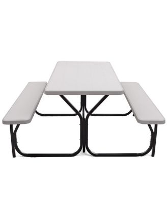 HDPE Outdoor Picnic Table Bench Set with Metal Base