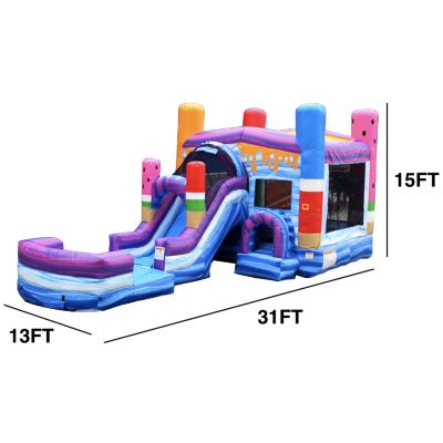 Ice Pops Bounce House Water Slide Combo with Splash Pool (with Blower)