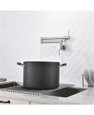 Brass Folding Faucet 1/2” NPT Wall Mount Kitchen Faucet with Dual Handles for Cold Water