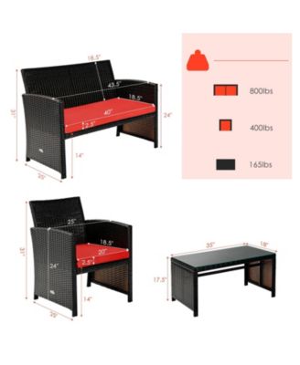 SUGIFT 4 Pieces Patio Rattan Cushioned Furniture Set