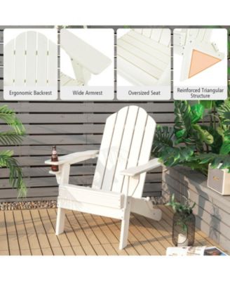 Foldable Weather Resistant Patio Chair with Built-in Cup Holder