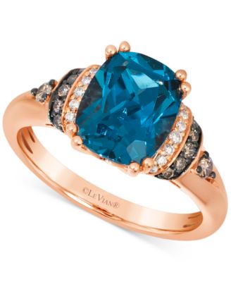 Le Vian - London Blue Topaz (3-1/4 ct. t.w.) & Diamond (1/5 ct. t.w.) Pear Halo Statement Ring in 14k Rose Gold