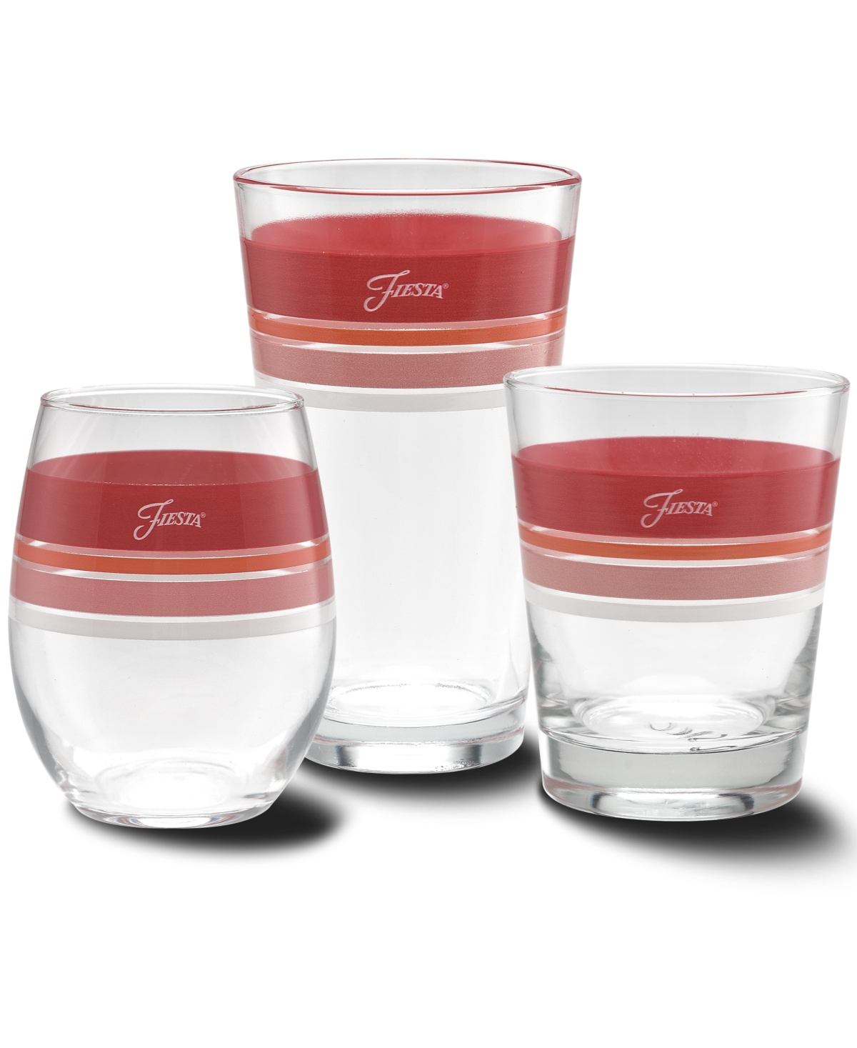 Fiesta Sunset Horizon Edgeline Tapered Cooler Glass, Set Of 4 In Scarlet,poppy,peony,white