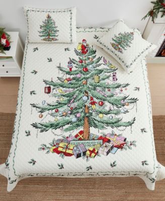 Spode Christmas Tree Reversible 2-Pc. Quilt Set, Twin
