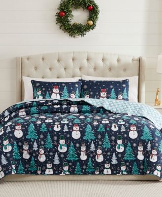 Snowman Reversible 3-Pc. Quilt Set, Full/Queen