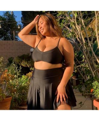 Plus Size Flowy Swim Skirt With Attached Shorts