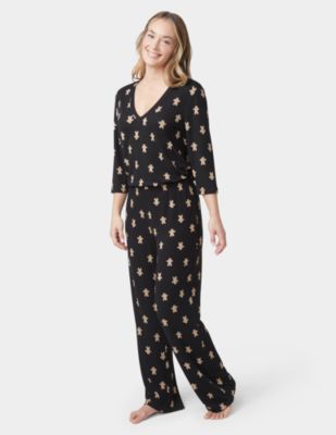Women's 2-Pc. Ultra Ribbed Printed Pajama Set