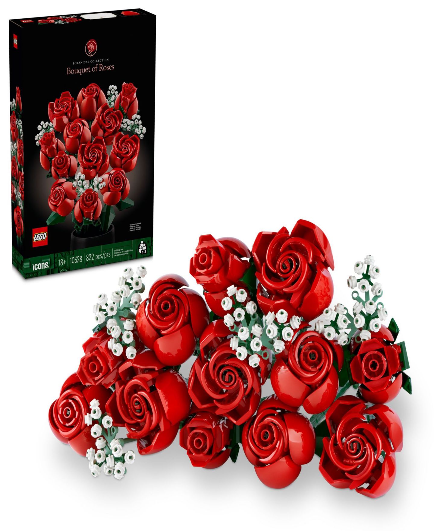 Детские конструкторы LEGO® Icons Bouquet of Roses Build and Display Set 10328, 822 Pieces — фото 1