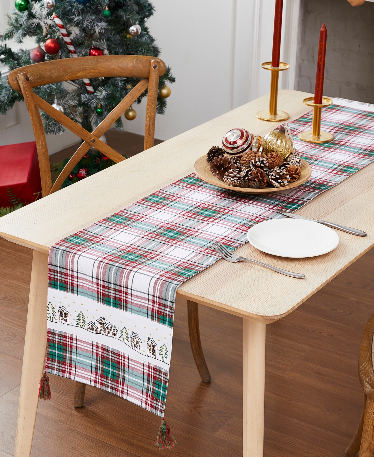 Avanti Holiday Cotton Plaid Runner, 13" X 72" In Multi Color