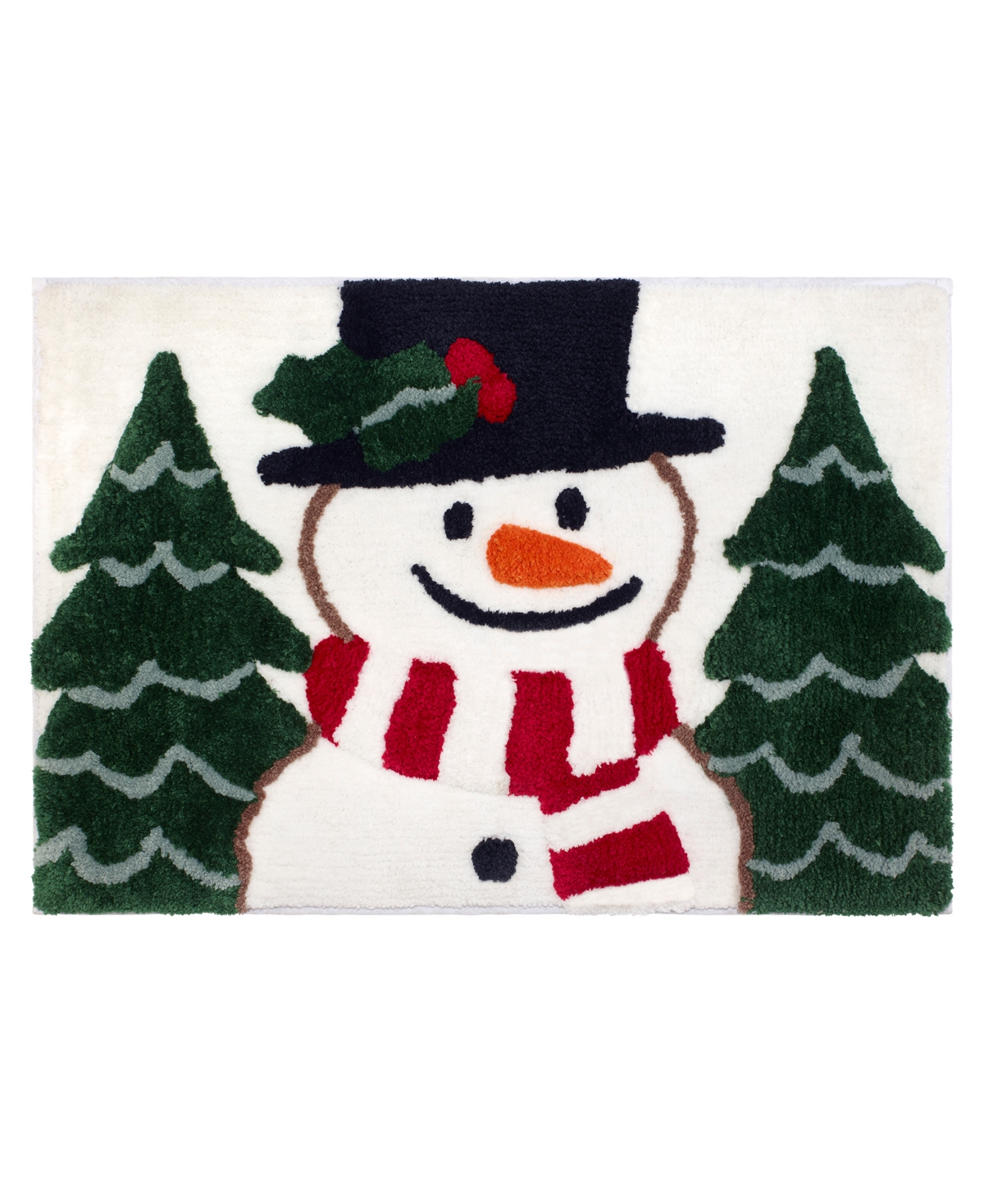 Avanti Winter Snowman Polyester Bath Rug, 30" X 20" In White