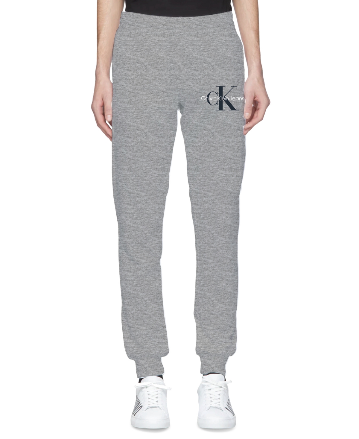 Calvin klein monogram logo heather gray womens jogger pants outlet