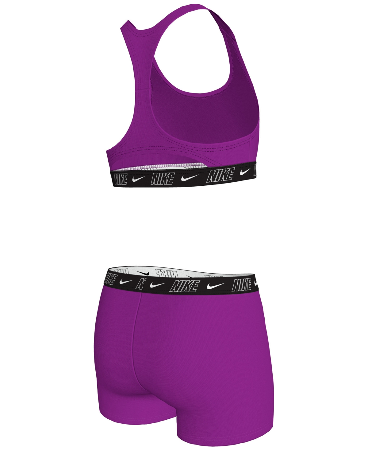Nike Big Girls Racerback Top & Shorts Swimsuit, 2 Piece Set In Vivid Purp
