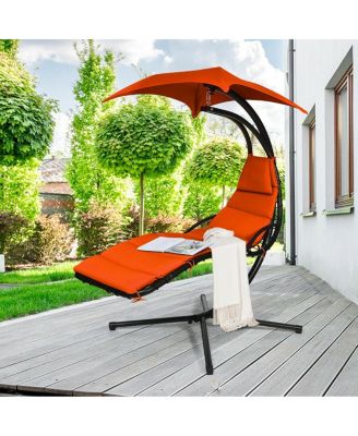 Hanging Chaise Lounger with Stand and Pillow for Outdoor