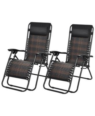 SUGIFT 2 Pieces Folding Patio Rattan Zero Gravity Lounge Chair