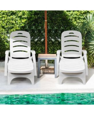 5 Position Adjustable Folding Lounger Chaise Chair on Wheels