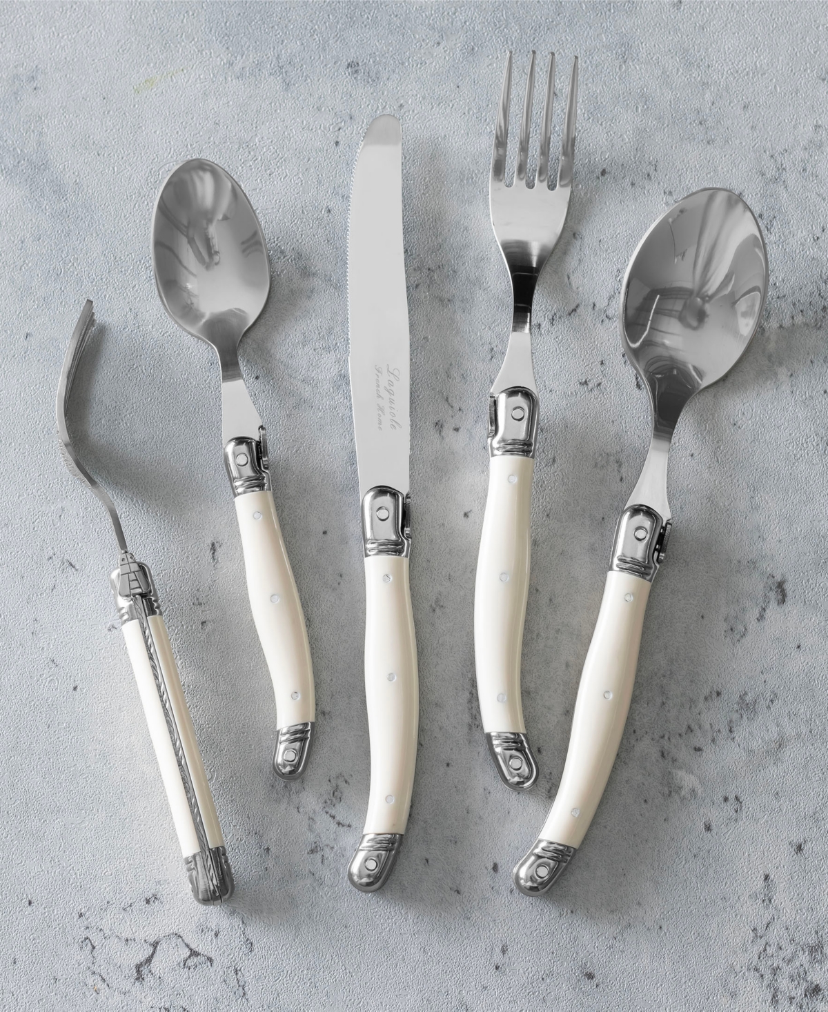 French Home Laguiole Connoisseur 20-piece Flatware Set With Handles In Ivory