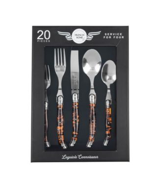 Laguiole Connoisseur 20-Piece 18/10 Flatware Set with Tortoise Handles