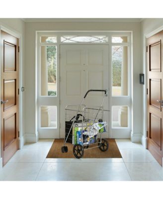 Foldable Metal Utility Cart with Jumbo Basket and Swivel Wheels for Grocery and Laundry