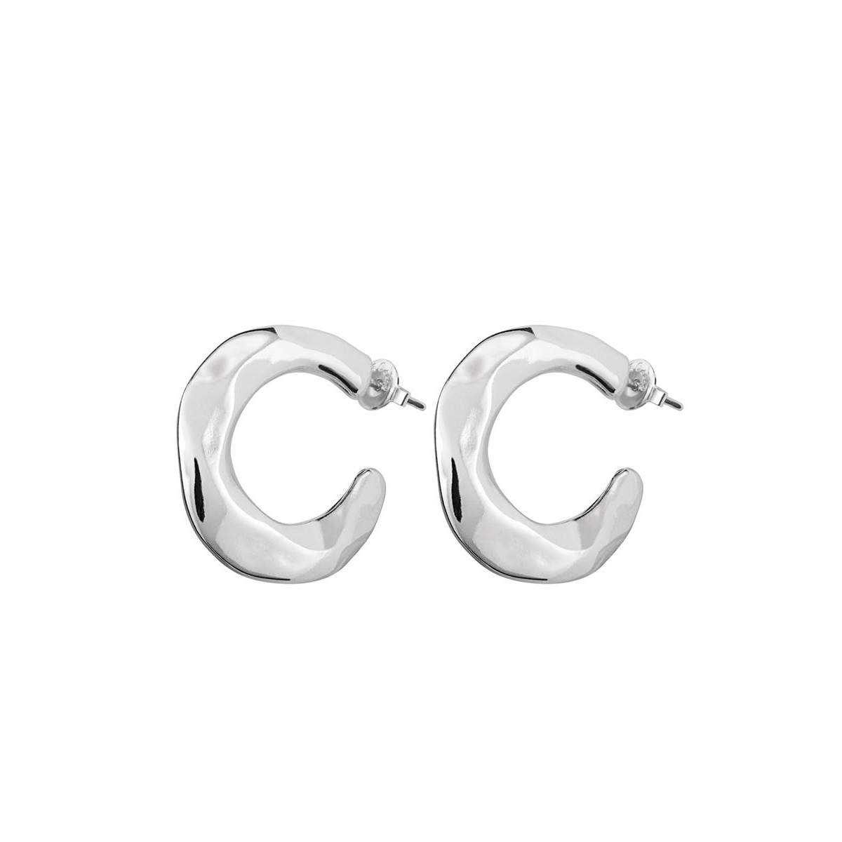 Unode50 Metal Alloy Banana Shaped Earrings In Silver
