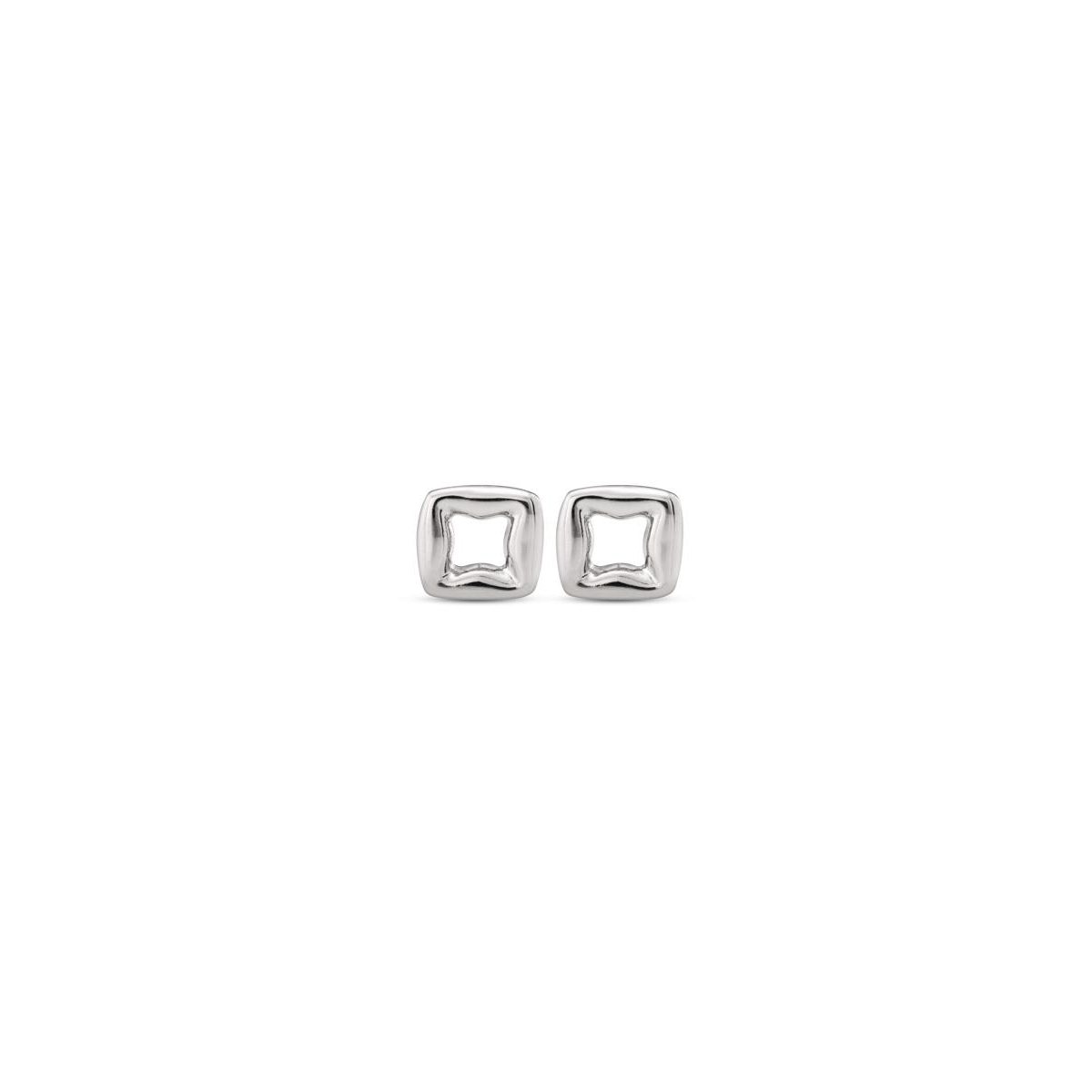 Unode50 Sterling Silver-plated Small Link Shaped Earrings In Silver