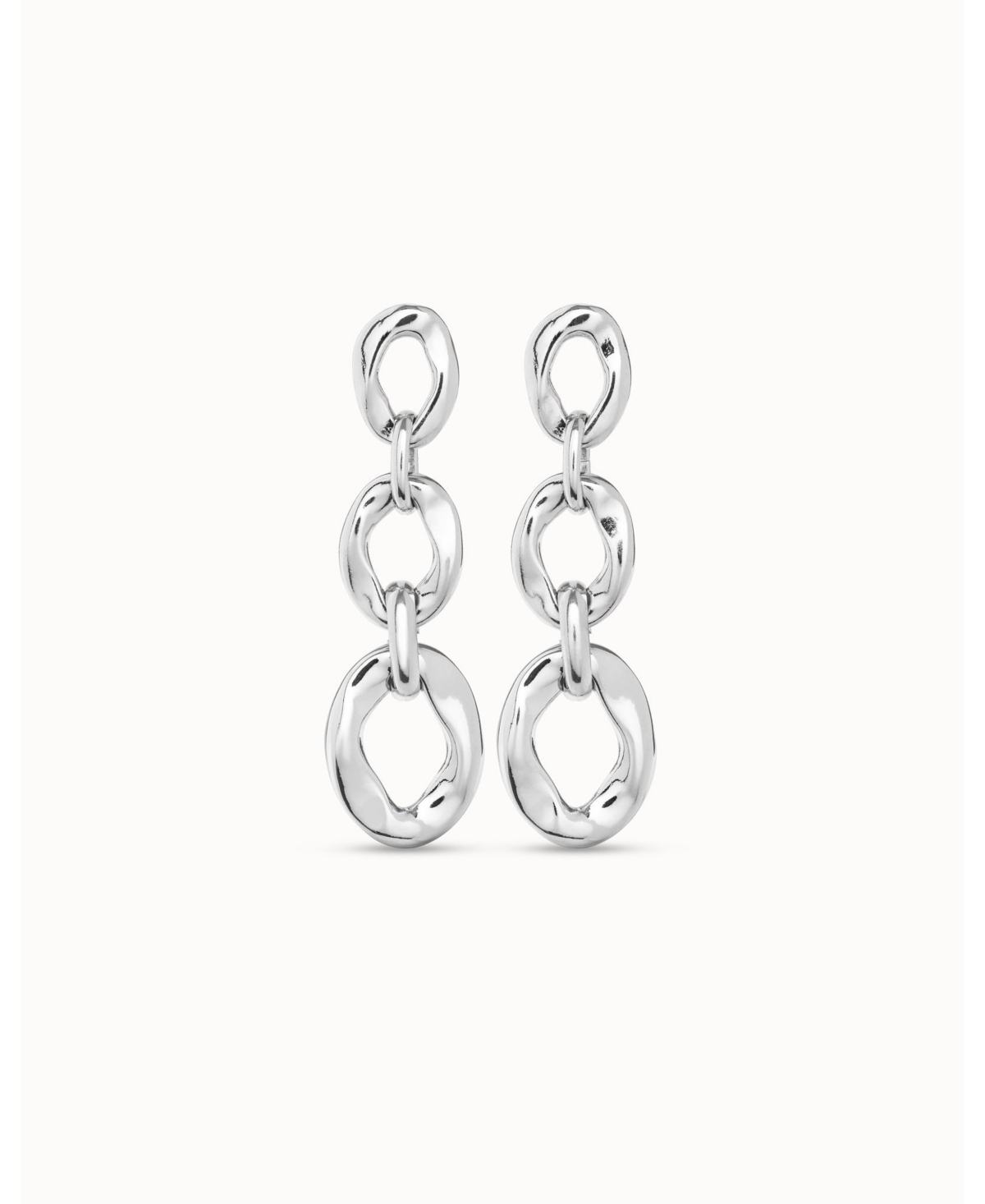 Unode50 18k Gold And Silver Plated Metal Alloy Earring With 3 Links In Silver