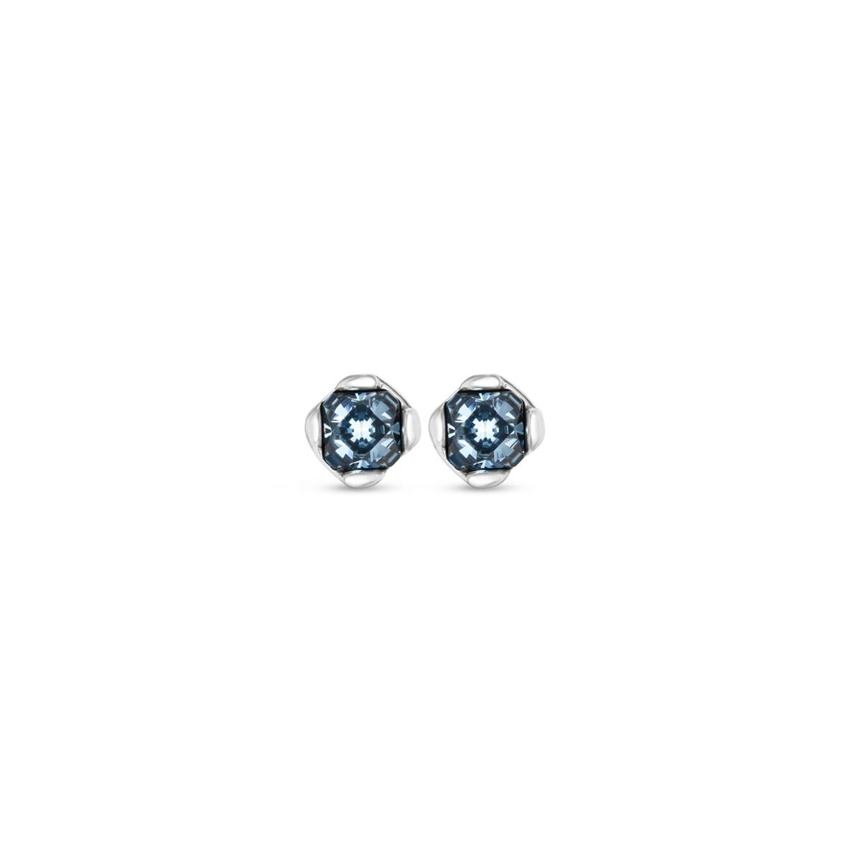 Unode50 Sterling Silver Plated With Blue Crystals Earrings In Blue