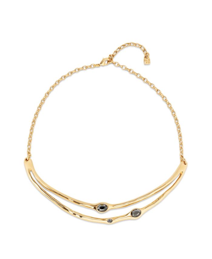 UNOde50 18K Gold-Plated Metal Alloy Rigid Necklace with Black Faceted
