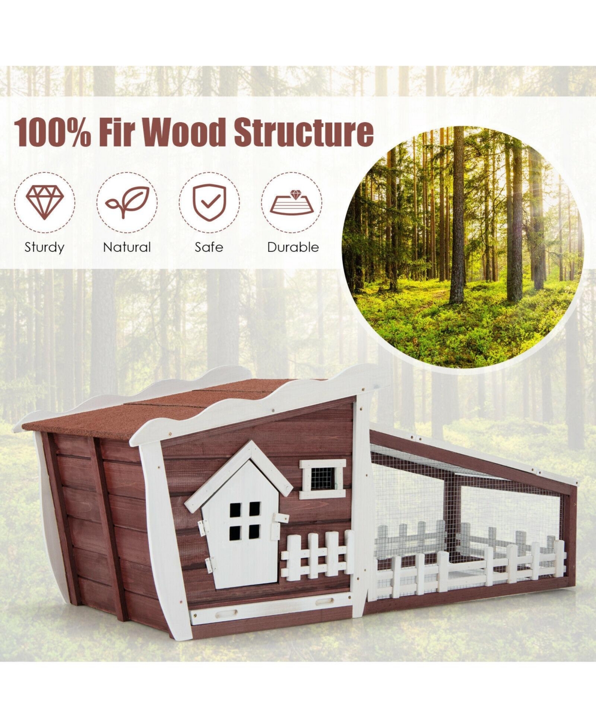 Sugift 62 Inch Wooden Rabbit/Dog Hutch with Pull Out Tray