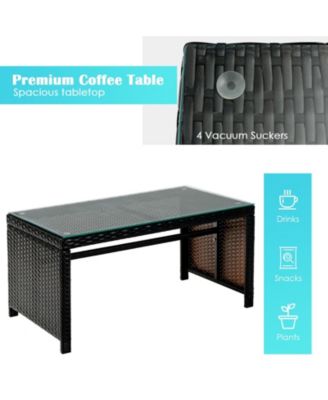 SUGIFT 4 Pieces Patio Rattan Cushioned Furniture Set