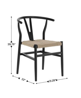 Devine Set of 2 Wooden Kraft Paper Rope Seat Stackable Y-Back Style Dining Chairs