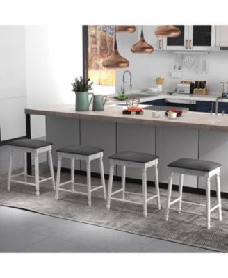 24 inch Bar Stool Set of 2 with Padded Seat Cushions and Wood Legs