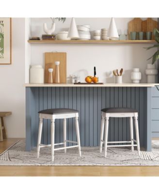 24 inch Bar Stool Set of 2 with Padded Seat Cushions and Wood Legs