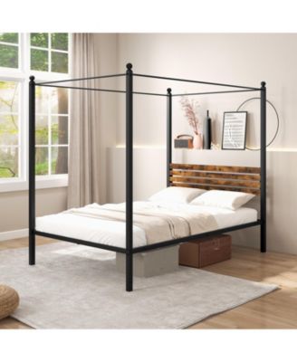 Full Canopy Bed Frame with Under Bed Storage
