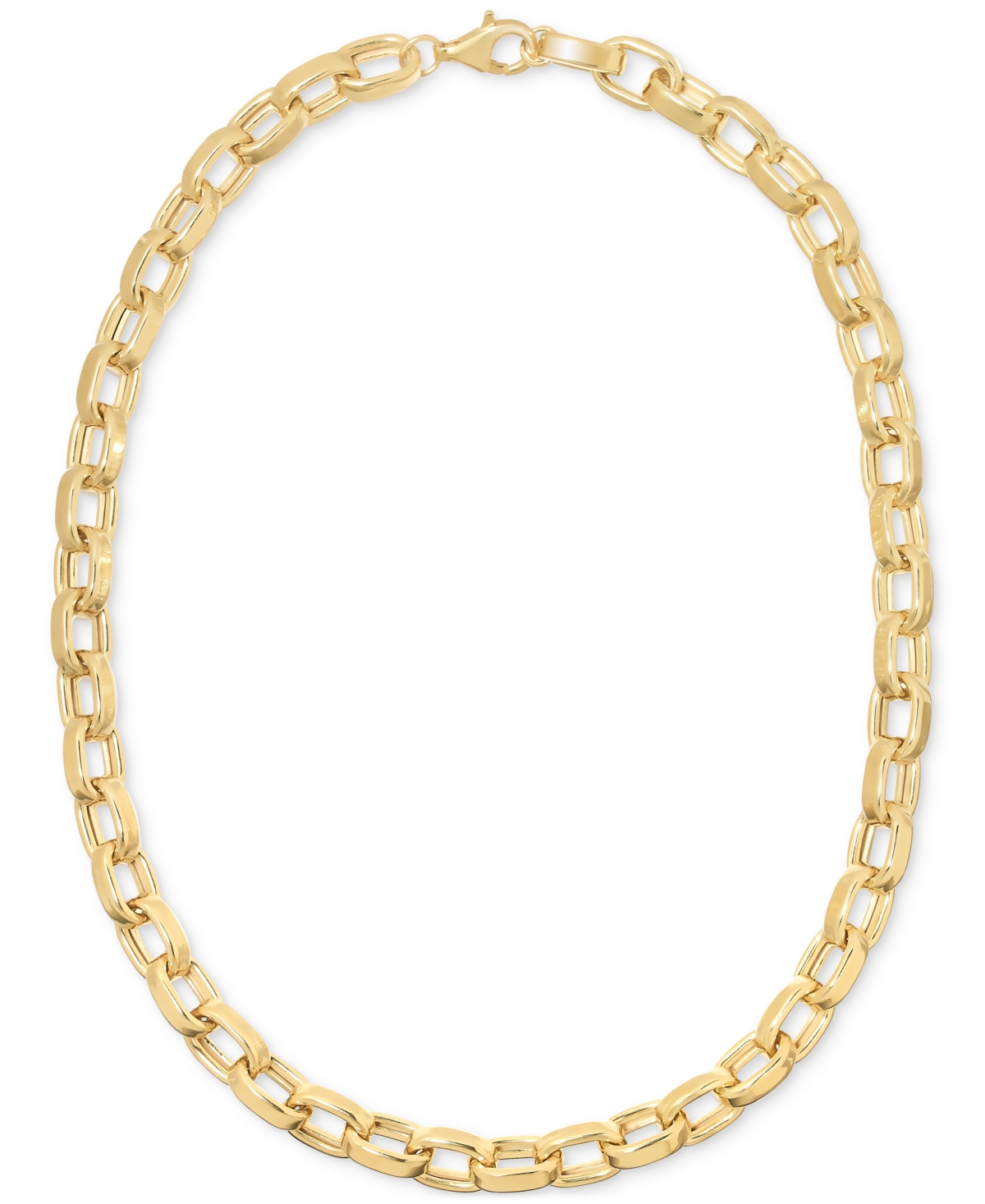 Macy's Polished Rolo Link Chain 18" Necklace In 14k Gold Over Sterling Silver Made In Italy In Gold Over Silver