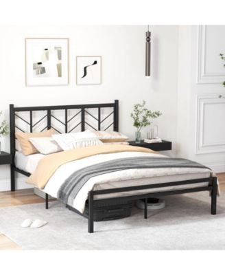 Queen Size Platform Bed with Headboard 11.5" Under Bed Storage Easy Assembly