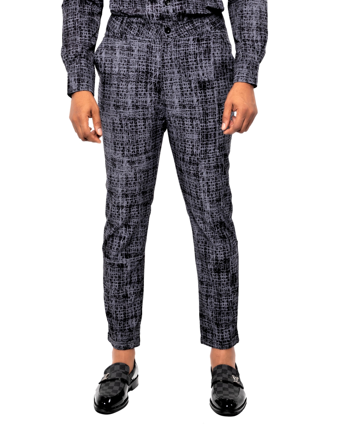 Men's Etc print dress Pants - Black