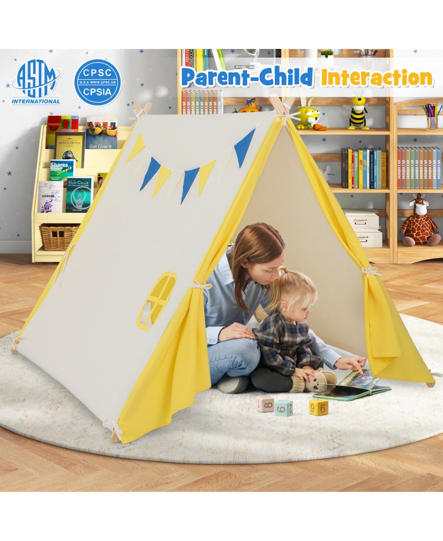 Детская игрушка SUGIFT Solid Wood A-Frame Play Tent, Ages 3+ — фото 6