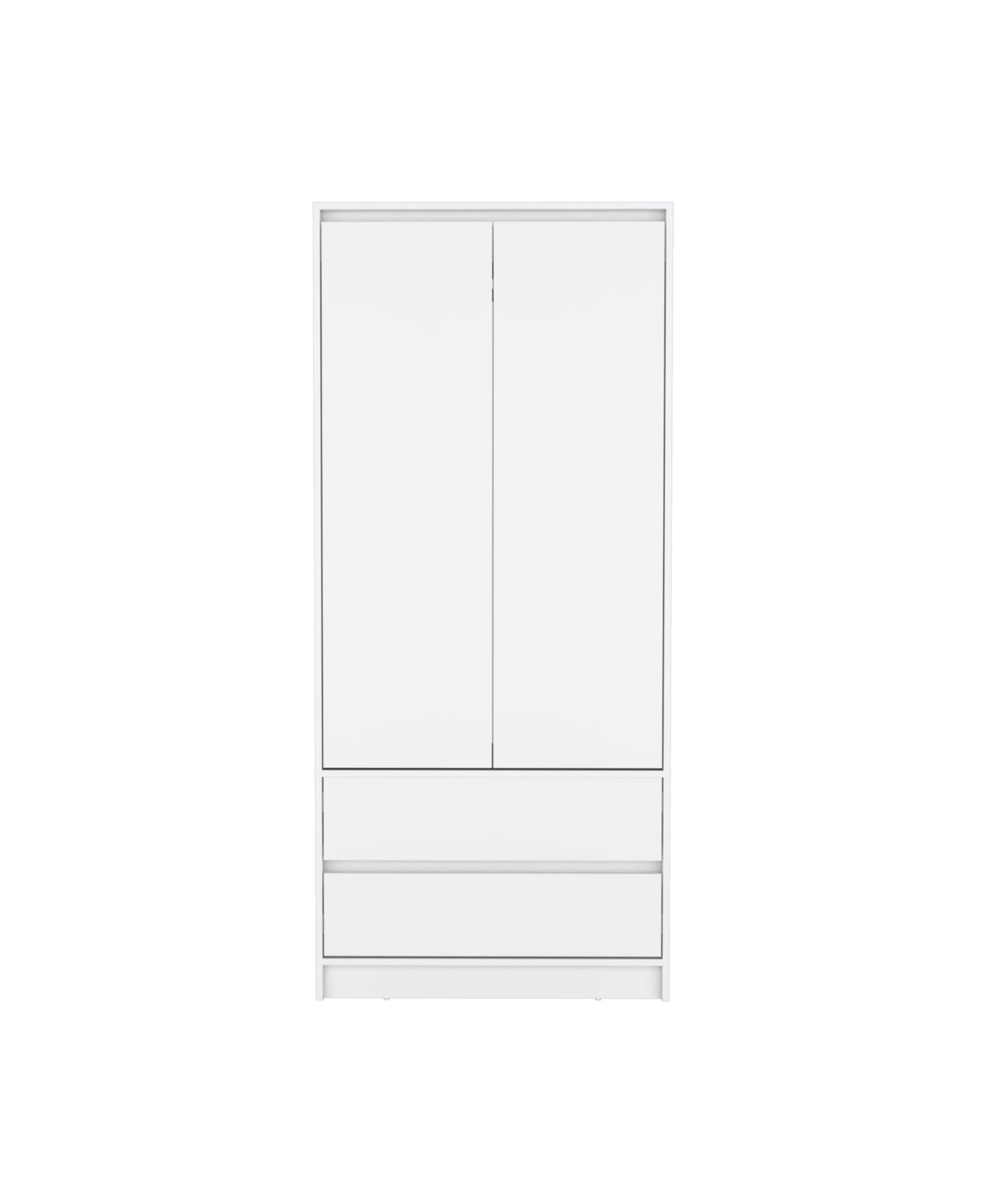Depot E-Shop Palmer 2 Drawers Armoire, Wardrobe Closet with Hanging Rod,- White