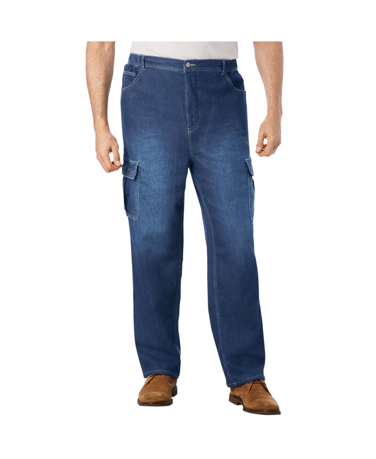 Tall Relaxed Fit Cargo Denim Look Sweatpants - Stonewash